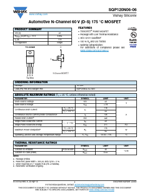 SQP120N06-06 Datasheet PDF Vishay Semiconductors