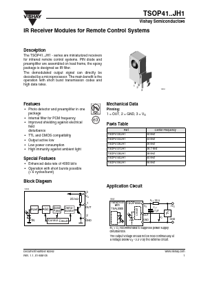 TSOP4140JH1 Datasheet PDF Vishay Semiconductors
