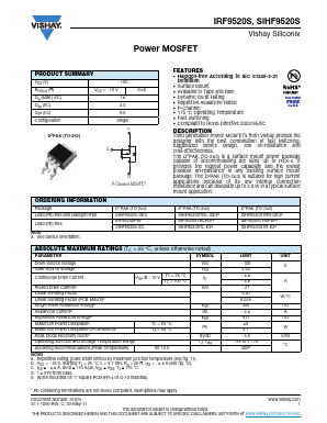 SIHF9520S Datasheet PDF Vishay Semiconductors