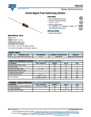 1N4148 Datasheet PDF Vishay Semiconductors