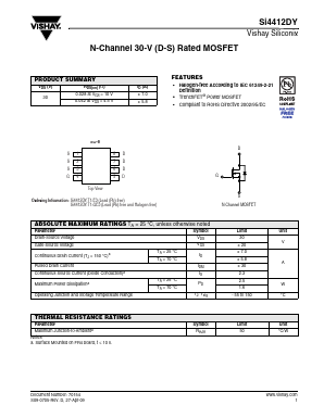 SI4412DY-T1-GE3 Datasheet PDF Vishay Semiconductors