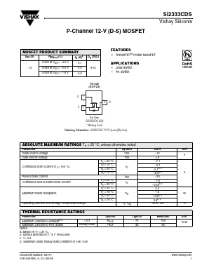 SI2333CDS Datasheet PDF Vishay Semiconductors