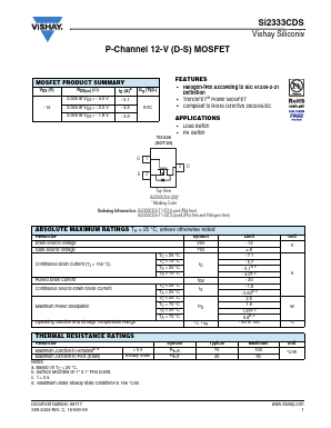 SI2333CDS-T1-E3 Datasheet PDF Vishay Semiconductors