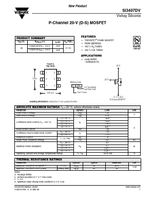 SI3407DV Datasheet PDF Vishay Semiconductors