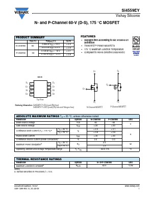 SI4559EY Datasheet PDF Vishay Semiconductors