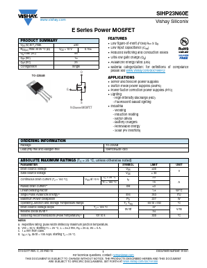 SIHP23N60E Datasheet PDF Vishay Semiconductors