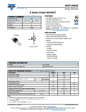 SIHP14N60E-GE3 Datasheet PDF Vishay Semiconductors