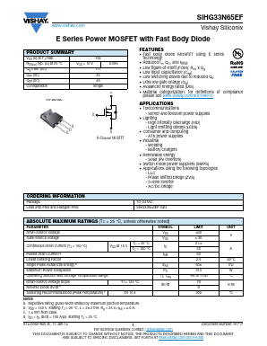 SIHG33N65EF-GE3 Datasheet PDF Vishay Semiconductors