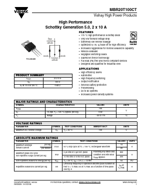 MBR20T100CT Datasheet PDF Vishay Semiconductors