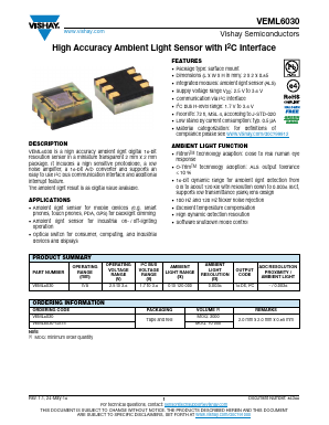 VEML6030 Datasheet PDF Vishay Semiconductors