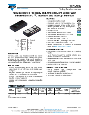 VCNL4020 Datasheet PDF Vishay Semiconductors