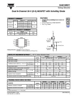 SI4816BDY Datasheet PDF Vishay Semiconductors