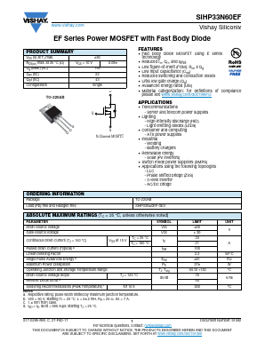 SIHP33N60EF-GE3 Datasheet PDF Vishay Semiconductors