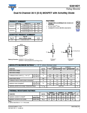 SI4818DY Datasheet PDF Vishay Semiconductors
