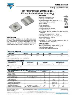 VSMY7850X01 Datasheet PDF Vishay Semiconductors