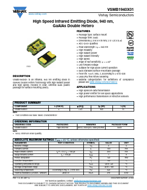 VSMB1940X01 Datasheet PDF Vishay Semiconductors