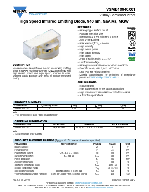 VSMB10940X01 Datasheet PDF Vishay Semiconductors