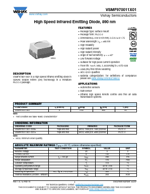 VSMF970011X01 Datasheet PDF Vishay Semiconductors