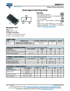 MMBD914 Datasheet PDF Vishay Semiconductors