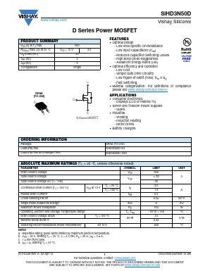 SIHD3N50D Datasheet PDF Vishay Semiconductors