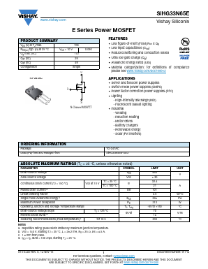 SIHG33N65E Datasheet PDF Vishay Semiconductors