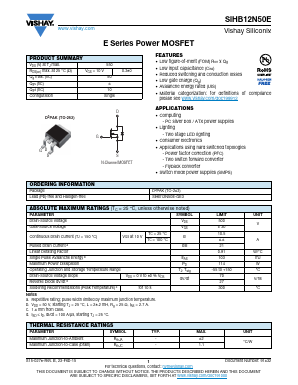SIHB12N50E Datasheet PDF Vishay Semiconductors