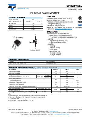 SIHB22N60EL Datasheet PDF VBsemi Electronics Co.,Ltd