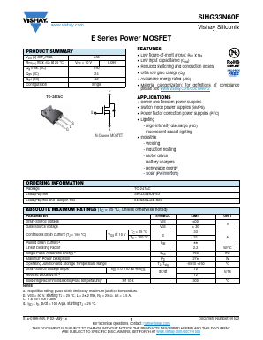 SIHG33N60E-GE3 Datasheet PDF Vishay Semiconductors
