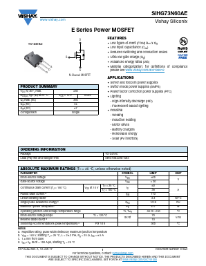 SIHG73N60AE Datasheet PDF Vishay Semiconductors