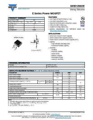 SIHB12N60E Datasheet PDF Vishay Semiconductors