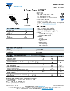 SIHF12N60E Datasheet PDF Vishay Semiconductors