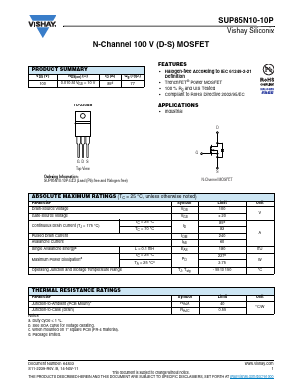 SUP85N10-10P-GE3 Datasheet PDF Vishay Semiconductors