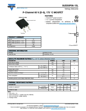 SUD50P06-15L-E3 Datasheet PDF Vishay Semiconductors