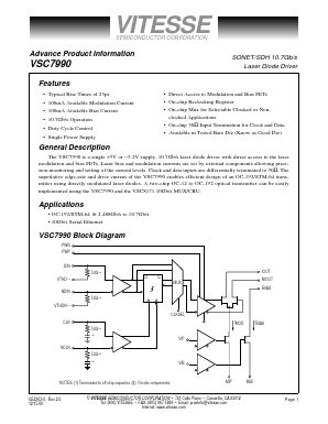 VSC7990W Datasheet PDF Vitesse Semiconductor