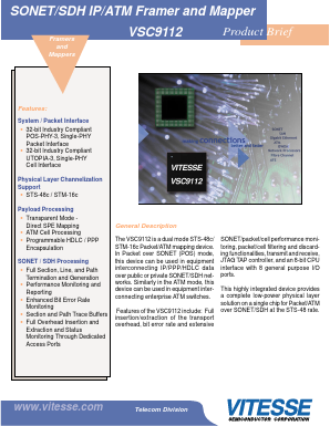 VSC9112 Datasheet PDF Vitesse Semiconductor