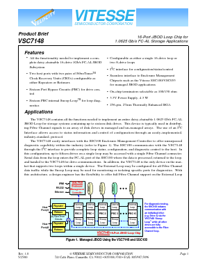 VSC7148 Datasheet PDF Vitesse Semiconductor