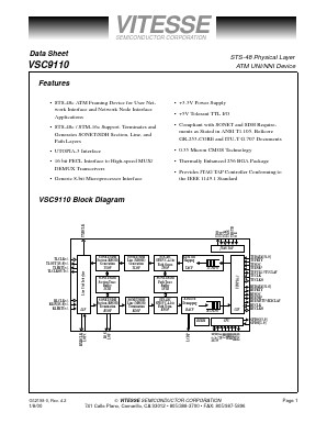 VSC9110SA Datasheet PDF Vitesse Semiconductor