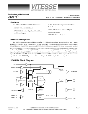 VSC8131 Datasheet PDF Vitesse Semiconductor