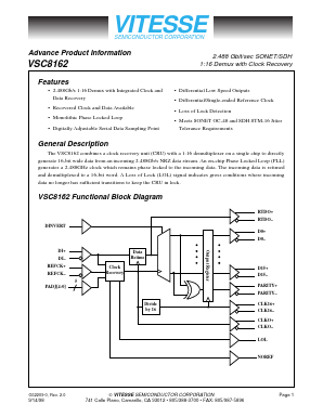 VSC8162 Datasheet PDF Vitesse Semiconductor