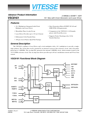 VSC8161 Datasheet PDF Vitesse Semiconductor
