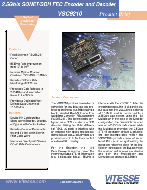 VSC9210 Datasheet PDF Vitesse Semiconductor