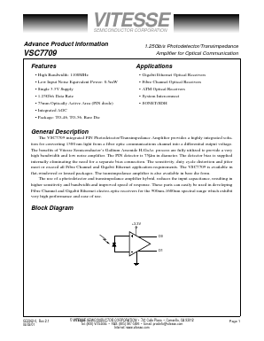 VSC7709WD Datasheet PDF Vitesse Semiconductor