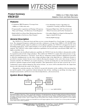 VSC8123 Datasheet PDF Vitesse Semiconductor
