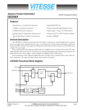 VSC6464 Datasheet PDF Vitesse Semiconductor