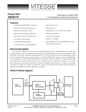 VSC8174UH Datasheet PDF Vitesse Semiconductor