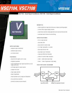 VSC7104XVP-01 Datasheet PDF Vitesse Semiconductor