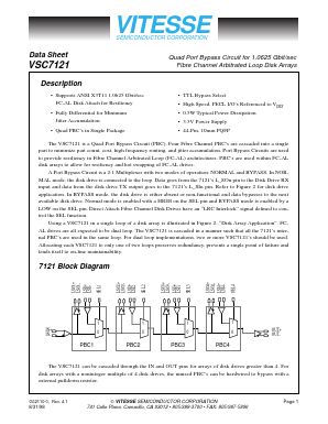VSC7121 Datasheet PDF Vitesse Semiconductor