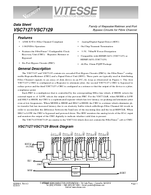VSC7129TQM Datasheet PDF Vitesse Semiconductor