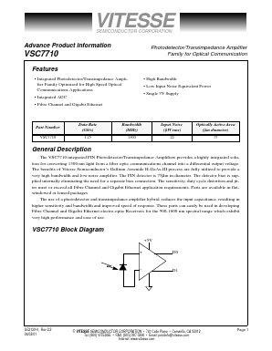 VSC7710X Datasheet PDF Vitesse Semiconductor