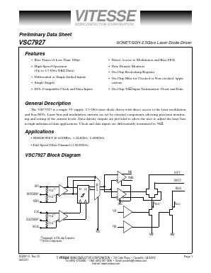 VSC7927KFL Datasheet PDF Vitesse Semiconductor